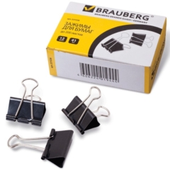 Зажим  для бумаг 41мм черн 12шт BRAUBERG 221538 ст 60