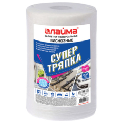 Салфетки 23*25 вискоза ЛАЙМА СУПЕР ТРЯПКА в рул.200шт,40г/м2,ст8
