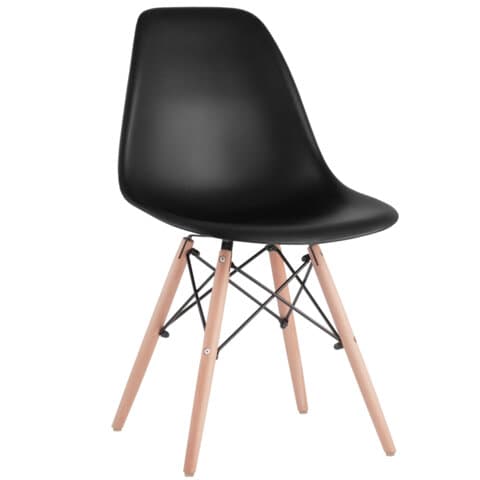 Стулья BRABIX «Eames CF-010», КОМПЛЕКТ 4 шт., пластик черный, опоры дерево/металл, 2296303