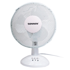 Вентилятор настольный SONNEN TF-25W-23, d=23 см, 25Вт, на подставке, 2скорост. режима, бел/cер, 4510