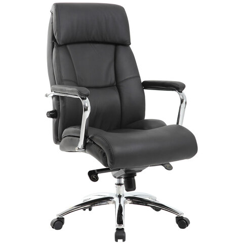 Кресло из натуральной кожи BRABIX PREMIUM «Phaeton EX-502», хром, черное