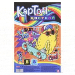 Картон цветной  А4, 8 л, 8 цв, «Клевый монстрик» мелов,08-7689 89789 ст 1/30